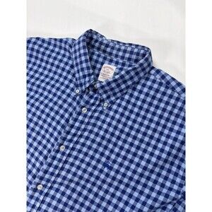 Brooks Brothers Madison Blue Gingham LS Button Down Shirt Size XXL